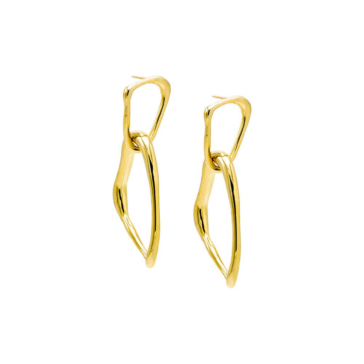Gold Wavy Double Open Drop Stud Earring - Adina Eden's Jewels