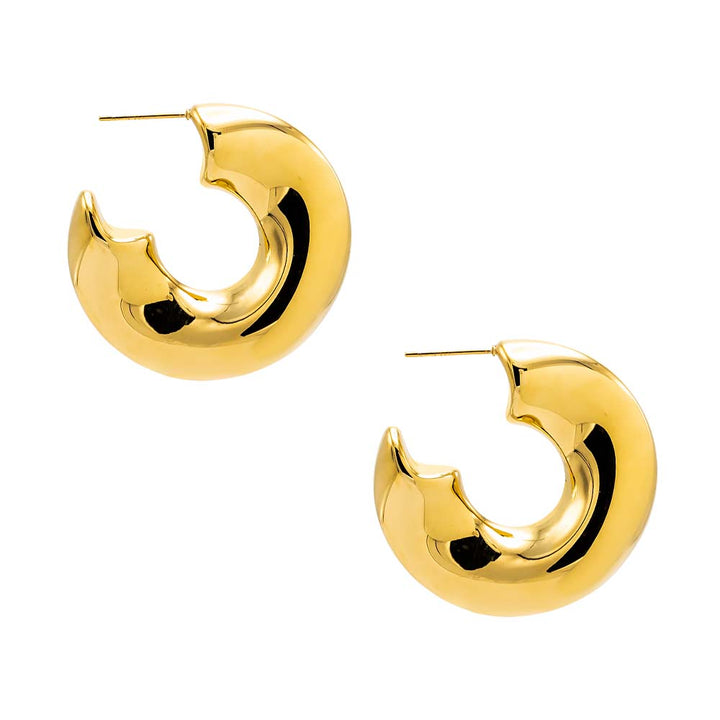  Solid Wide Hollow Curved Hoop Earring - Adina Eden's Jewels