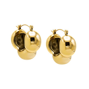 Gold Chunky Pebbled Hollow Hoop Earring - Adina Eden's Jewels