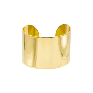 Gold Solid Wide Cuff Bangle Bracelet - Adina Eden's Jewels