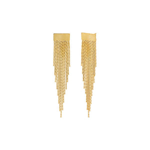 Gold Solid Dangling Fringe Chandelier Stud Earirng - Adina Eden's Jewels