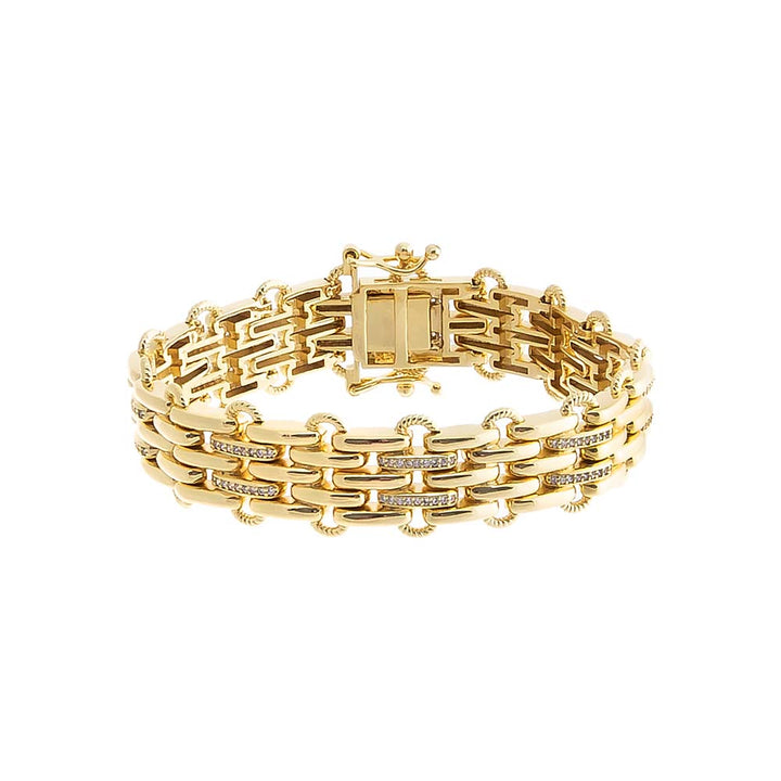 Gold Pave Wide Watch Chain Bracelet - Adina Eden's Jewels