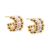 Pearl White Chunky Pearl X Beaded Mini Hoop Earring - Adina Eden's Jewels