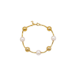 Gold Multi Ball X Pearl Bracelet - Adina Eden's Jewels