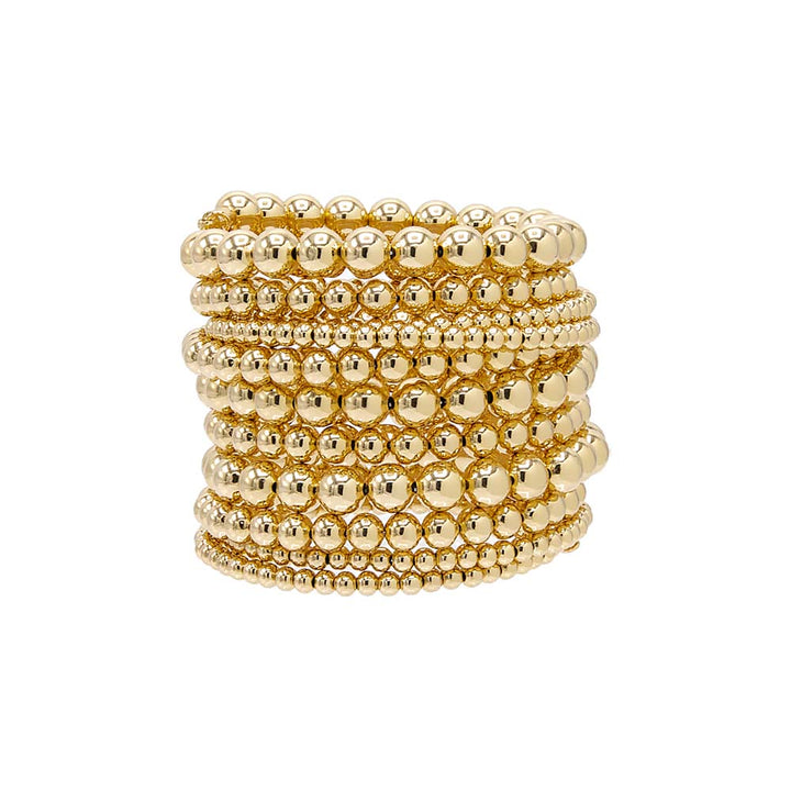Gold Solid Multi Beaded Ball Bracelet - Adina Eden's Jewels