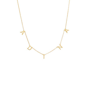 14K Gold / 2 Solid Scattered Name Necklace 14K - Adina Eden's Jewels