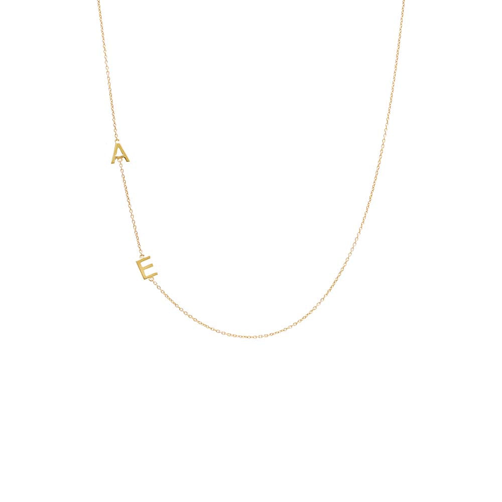 14K Gold Solid Double Initial Necklace 14K - Adina Eden's Jewels