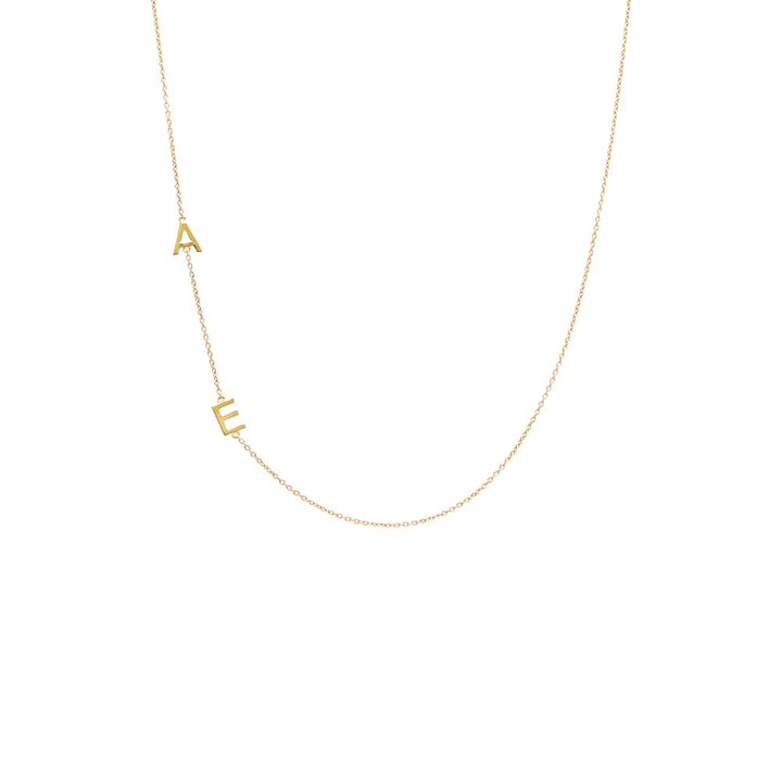 14K Gold Solid Double Initial Necklace 14K - Adina Eden's Jewels