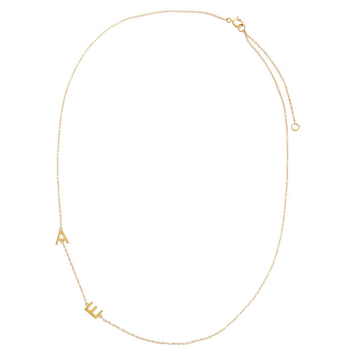  Solid Double Initial Necklace 14K - Adina Eden's Jewels