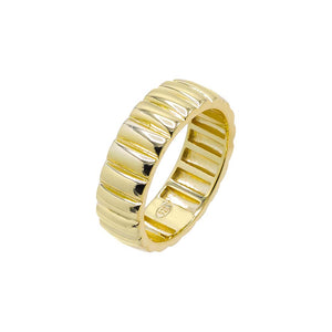 Gold / 6 Solid Wide Ridged Band Ring - Adina Eden's Jewels