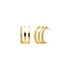 Gold Solid/Pave Triple Strand Open Hoop Earring - Adina Eden's Jewels