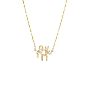 Gold Hebrew 'Am Yisrael Chai' Necklace - Adina Eden's Jewels