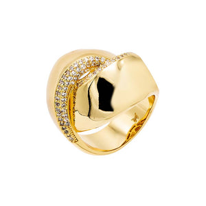 Gold / 8 Chunky Pave Accented Intertwined Ring - Adina Eden's Jewels