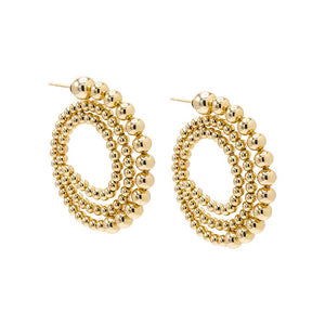 Gold Gold Filled Solid Multi Beaded Ball Looped Stud Earring - Adina Eden's Jewels