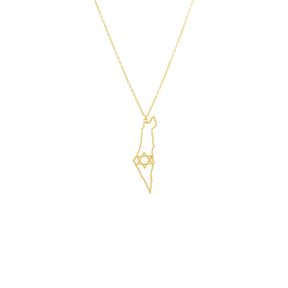 Gold Cutout Star Of David Map Of Israel Necklace - Adina Eden's Jewels