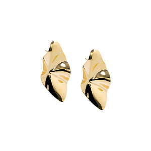 Gold Solid Curved Fluid Gold On The Ear Stud Earring - Adina Eden's Jewels