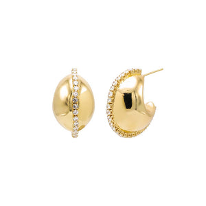  CZ Accented Dome Stud Earring - Adina Eden's Jewels