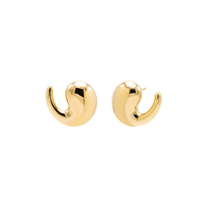 14K Gold Solid Graduated Curved On The Ear Stud Earring 14K - Adina Eden's Jewels