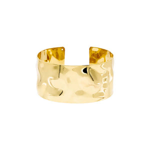 Gold Solid Indented Cuff Bangle Bracelet - Adina Eden's Jewels