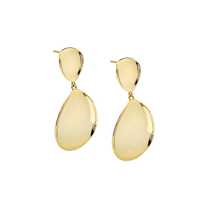 Gold / Pair Solid Fluid Gold Drop Stud Earring - Adina Eden's Jewels