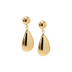 Gold Solid Ball X Teardrop Drop Stud Earring - Adina Eden's Jewels