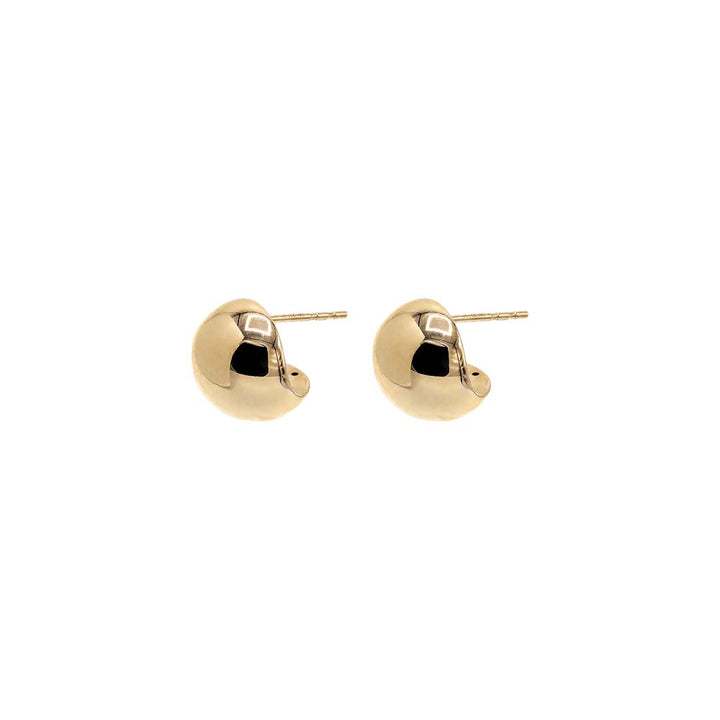14K Gold Solid Round Puffy Button Stud Earring 14K - Adina Eden's Jewels