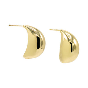 Gold Solid Puffy Oval Shape Stud Earring - Adina Eden's Jewels