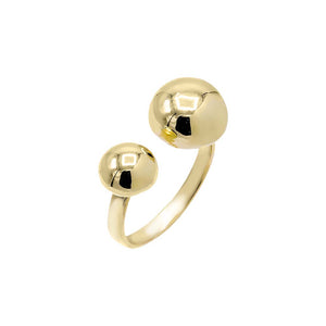 Gold / 6 Solid Open Double Ball Ring - Adina Eden's Jewels