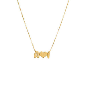 Gold Solid Double Initial X Heart Necklace - Adina Eden's Jewels