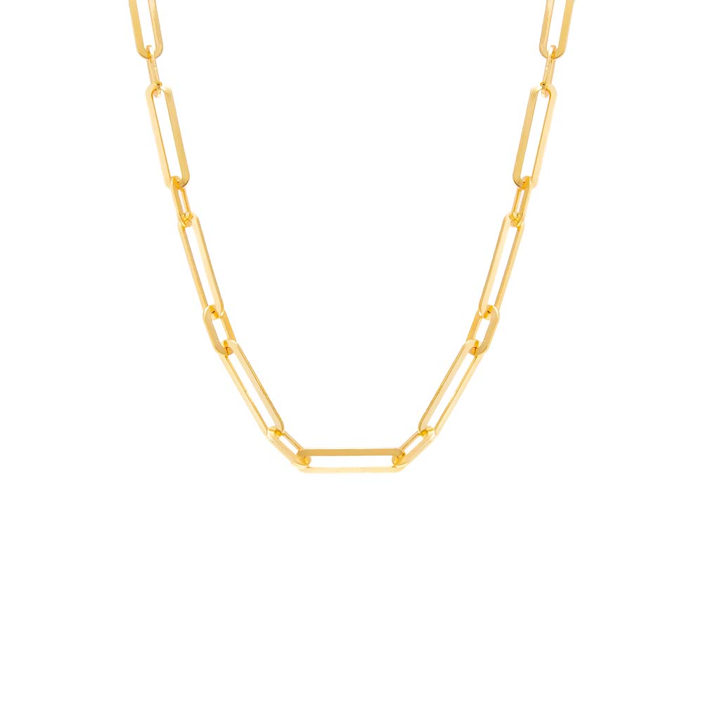 Gold / 16" Wide Elongated Paperclip Chain Necklace - Adina Eden's Jewels