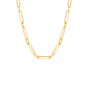 Gold / 16" Wide Elongated Paperclip Chain Necklace - Adina Eden's Jewels