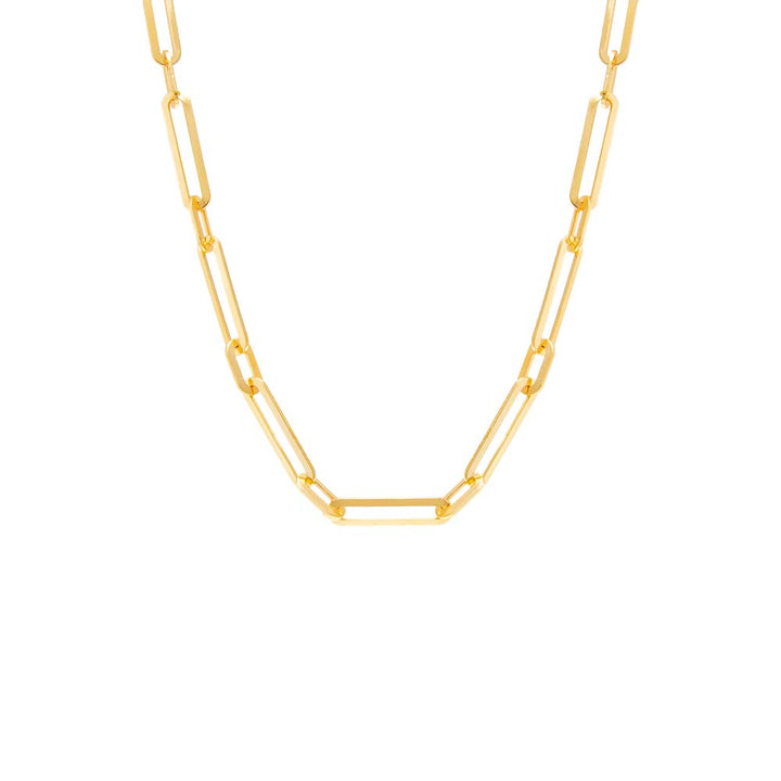 Gold / 16" Wide Elongated Paperclip Chain Necklace - Adina Eden's Jewels