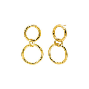 Gold Multi Shape Open Looped Dangling Stud Earring - Adina Eden's Jewels