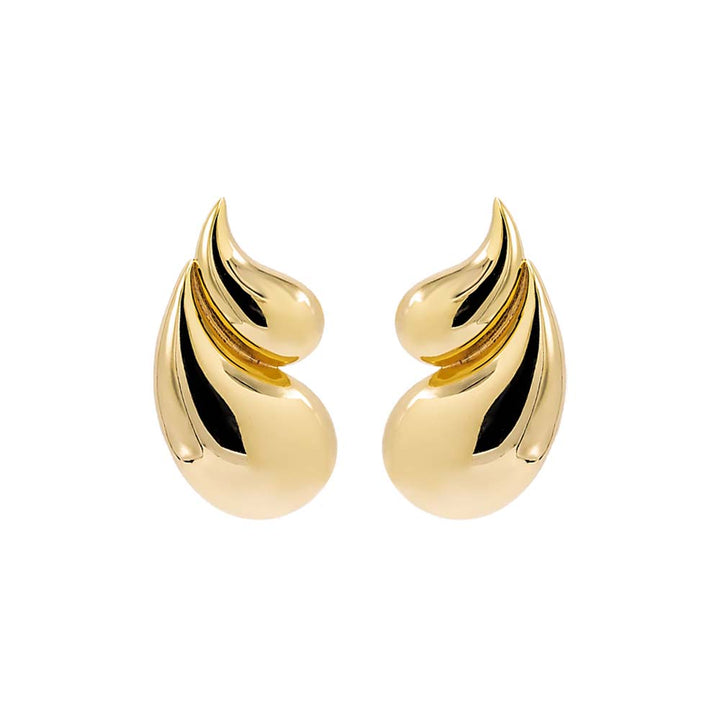 Gold Solid Double Graduated Teardrop Stud Earring - Adina Eden's Jewels