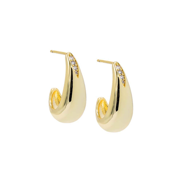 Gold Pave Accented Graduated Hoop Earring - Adina Eden's Jewels