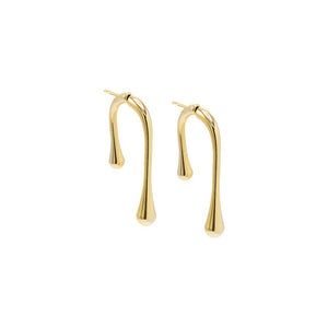 Gold Solid Drooped Front Back Stud Earring - Adina Eden's Jewels