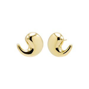 Gold Solid Chunky Teardrop Stud Earring - Adina Eden's Jewels