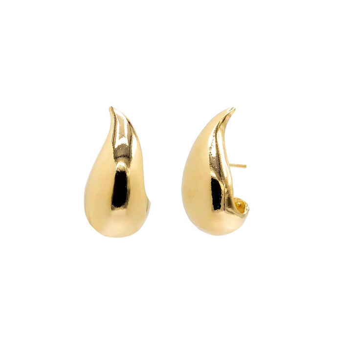 Gold / 25MM Solid Curved Teardrop Hoop Earring - Adina Eden's Jewels