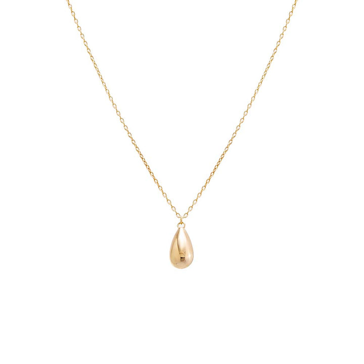 14K Gold Solid Puffy Teardrop Necklace 14K - Adina Eden's Jewels