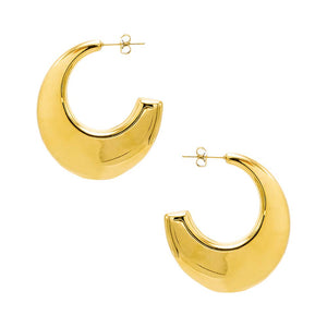 Gold Solid Wide Flat Hoop Earring - Adina Eden's Jewels