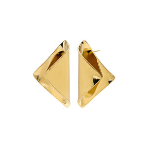 Gold Solid Folded Triangle On The Ear Stud Earring - Adina Eden's Jewels