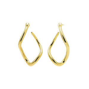 Gold Solid Curved Shape Open Hoop Earring - Adina Eden's Jewels