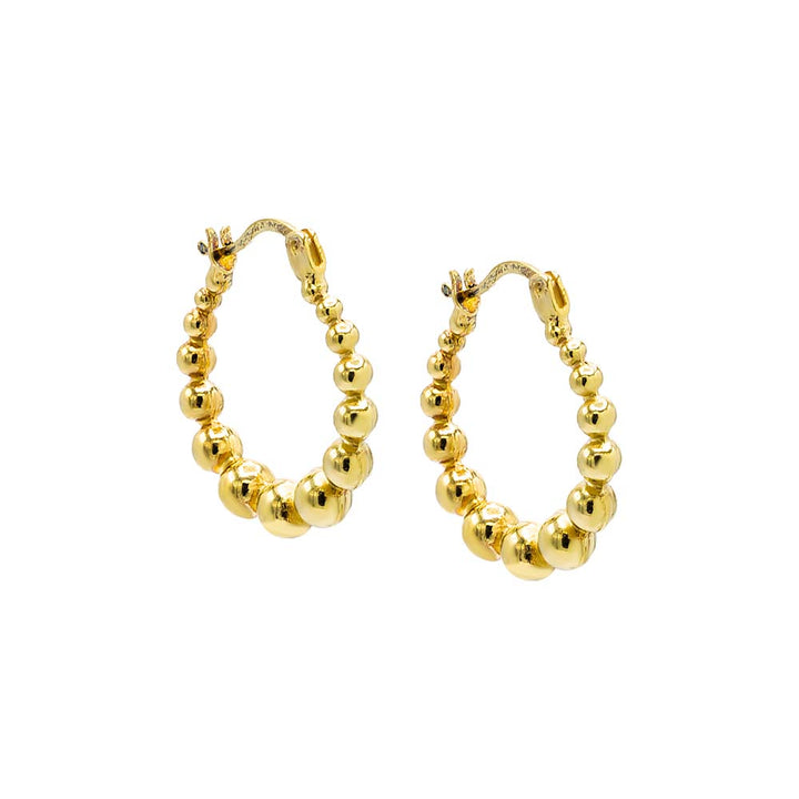 Gold Beaded Graduated Hoop Earring - Adina Eden's Jewels