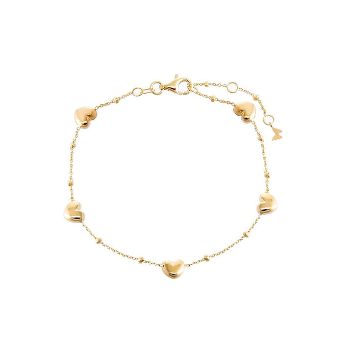 14K Gold Mini Multi Puffy Hearts Bracelet 14K - Adina Eden's Jewels