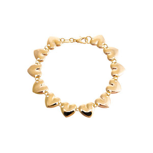 Gold Chunky Solid Hearts Bracelet - Adina Eden's Jewels