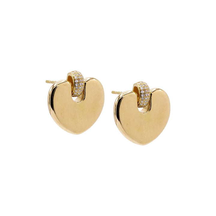 14K Gold Diamond Pavé Puffy Heart Stud Earring 14K - Adina Eden's Jewels