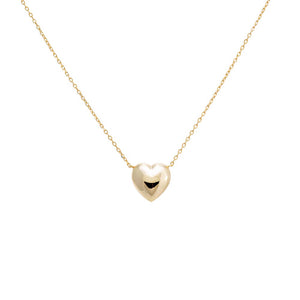 Gold Puffy Heart Necklace - Adina Eden's Jewels