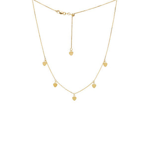 Mini Heart Station Choker Necklace 14K