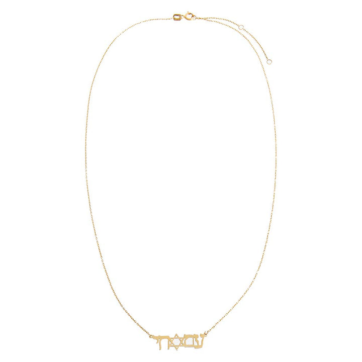  Am Israel Chai Solid Nameplate Necklace 14K - Adina Eden's Jewels
