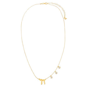  Solid Chai X Dangling CZ Bezel Necklace - Adina Eden's Jewels